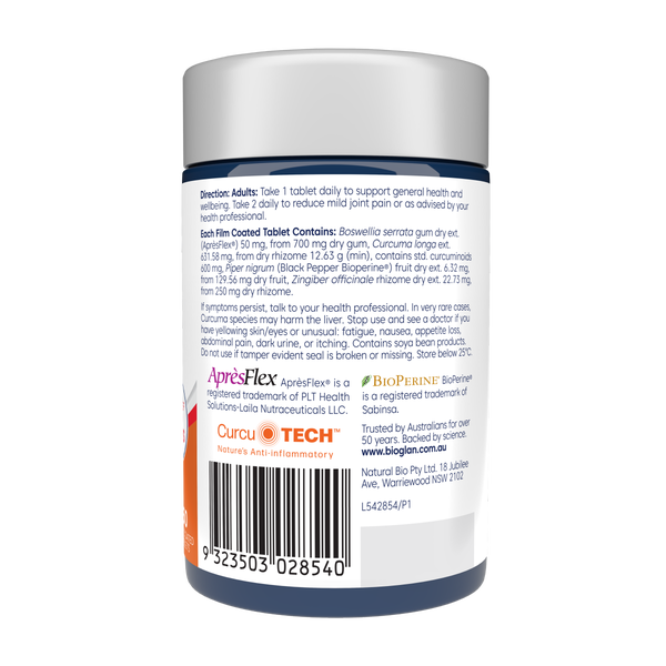 Bioglan Curcumin + Advanced Pain Relief 50 Tablets