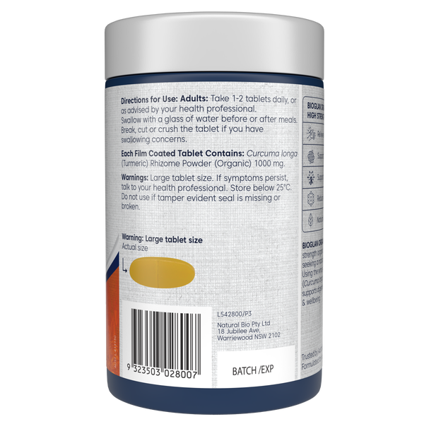 Bioglan Organic Turmeric High Strength 1000mg 250s