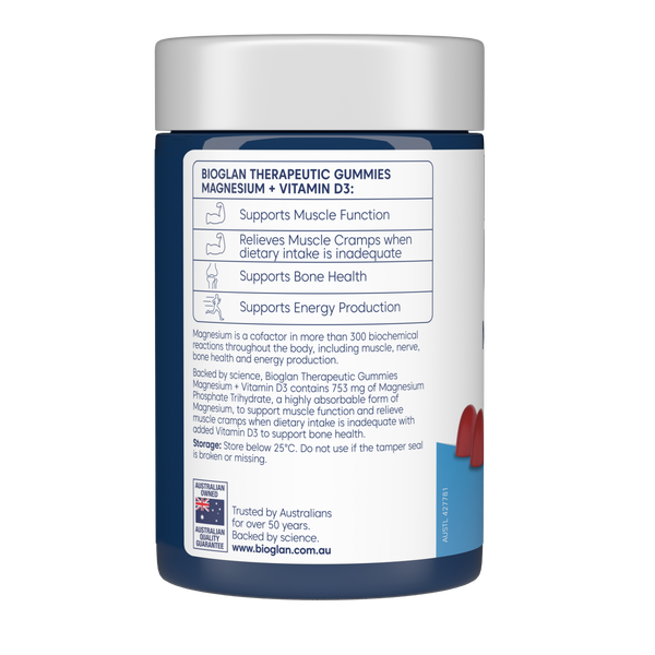 Bioglan Therapeutic Gummies Magnesium + Vitamin D3 65s