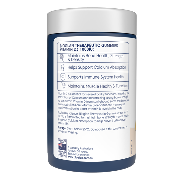 Bioglan Therapeutic Gummies Vitamin D3 1000IU 120 Gummies