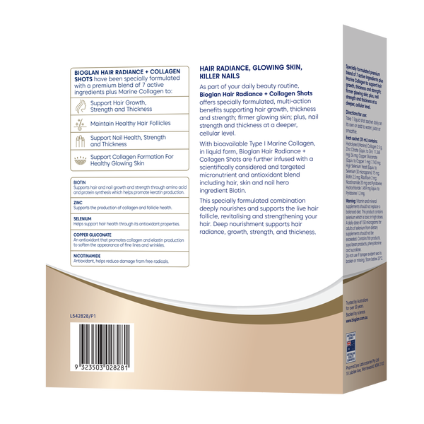 Bioglan Hair Radiance + Collagen Shots 15x25mL