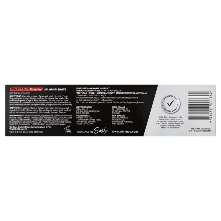 Charcoal + Baking Soda Maximum White Toothpaste 150g