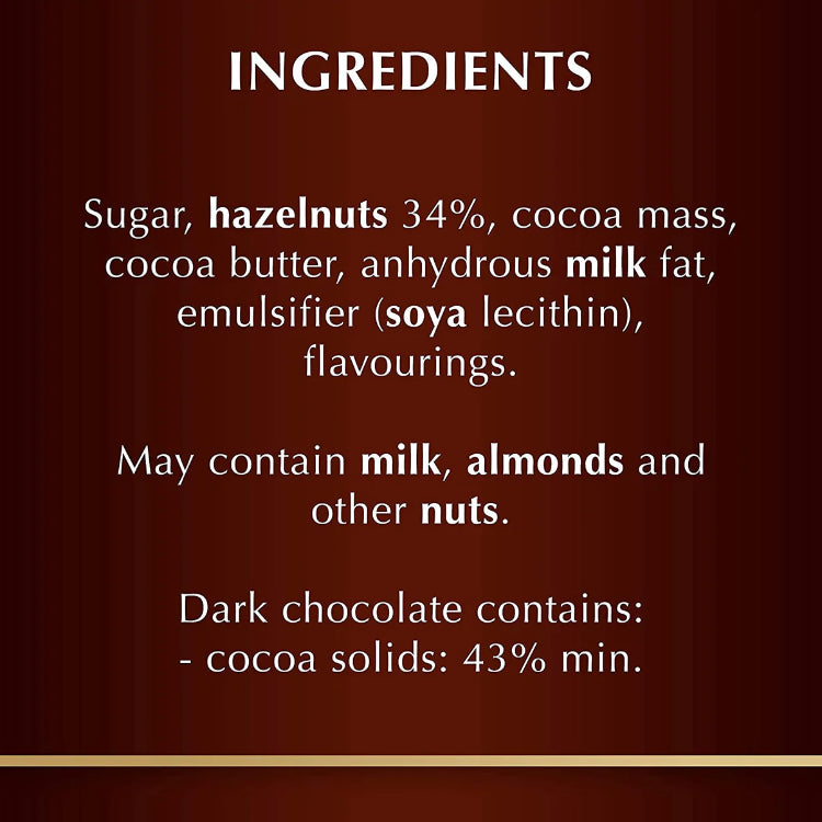 Lindt Grand Hazelnut Dark Bar 150g