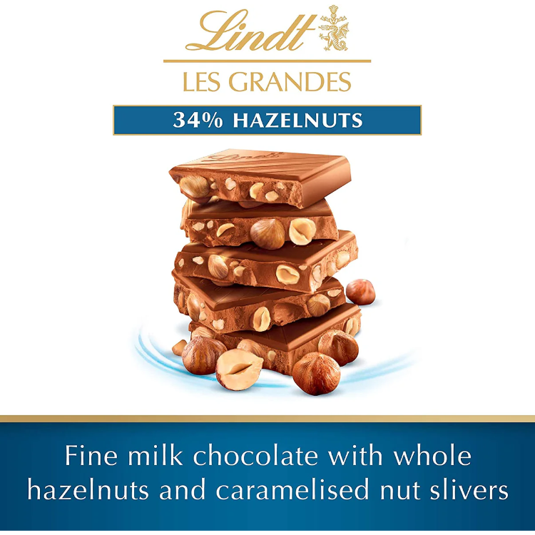 Lindt Grand Hazelnut Milk Chocolate Bar 150g