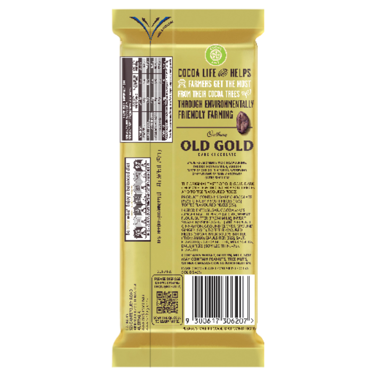 Cadbury Old Gold Brandy Snaps Dark Chocolate Block 175g