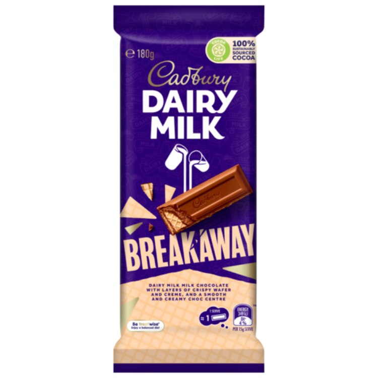 Cadbury Dairy Milk Breakaway Chocolate block 180g