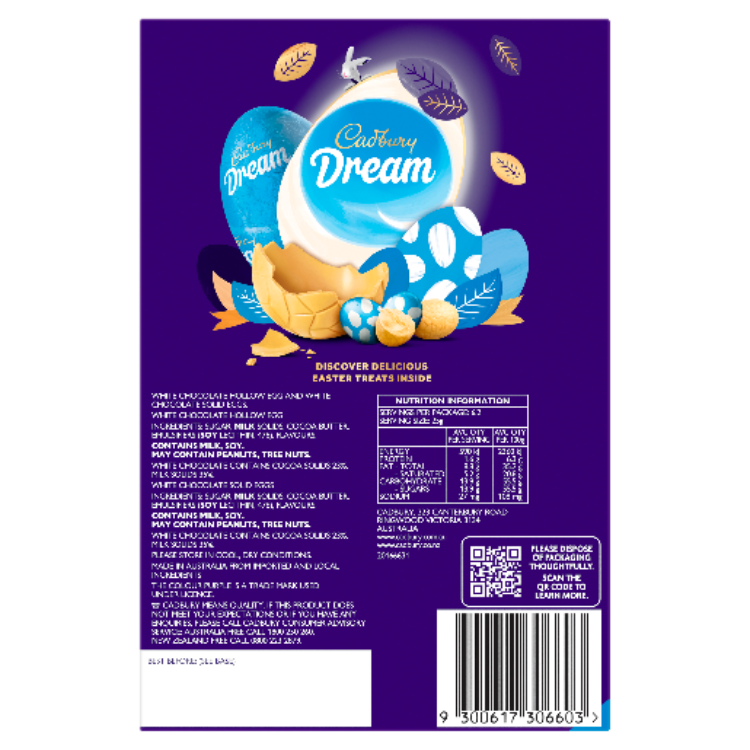 Cadbury Dream White Chocolate Easter Egg Gift Box 155g