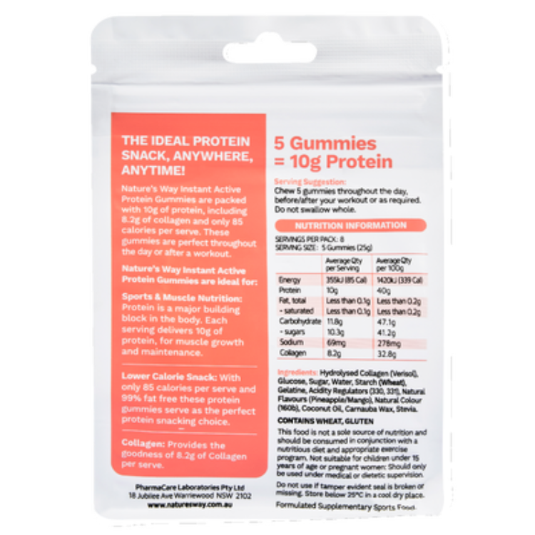 Nature’s Way Instant Active Protein Gummies Tropical 40s