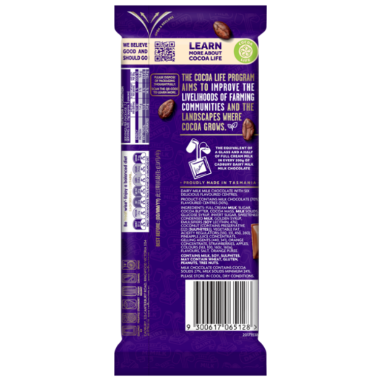 Cadbury Dairy Milk Snack Chocolate Block 180g