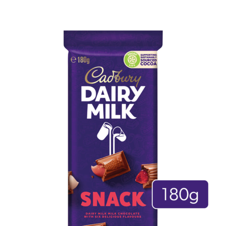 Cadbury Dairy Milk Snack Chocolate Block 180g