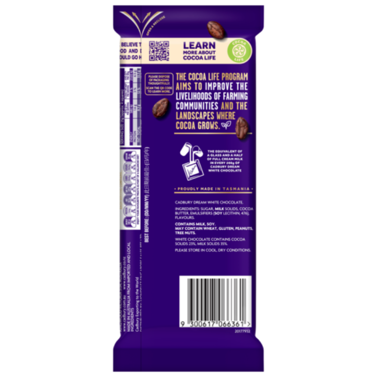 Cadbury Dream White Chocolate Block 180g