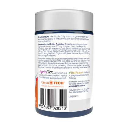Bioglan Curcumin + Advanced Pain Relief 50 Tablets
