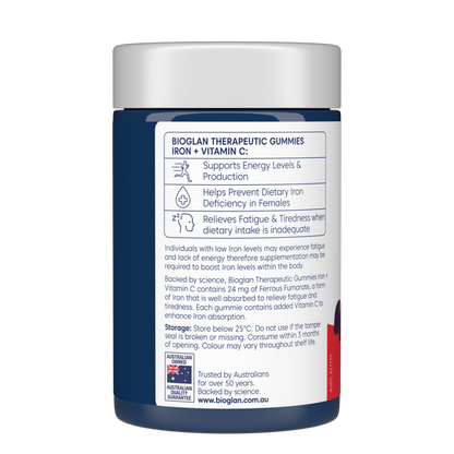 Bioglan Therapeutic Gummies Iron + Vit C 90s