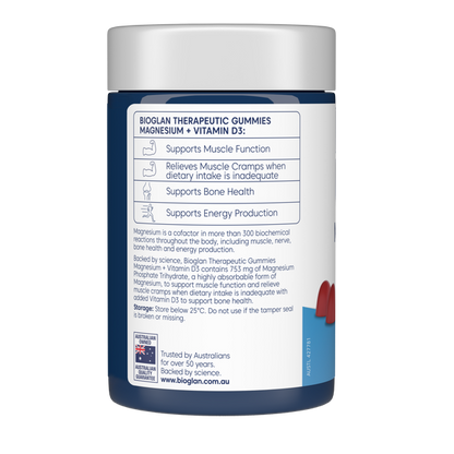 Bioglan Therapeutic Gummies Magnesium + Vitamin D3 65s