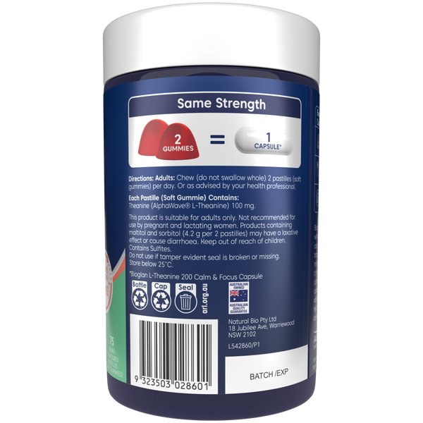 Bioglan L-Theanine Gummies Calm & Focus