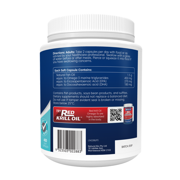 Bioglan Odourless Fish Oil 1500mg 400s