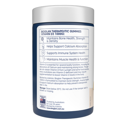 Bioglan Therapeutic Gummies Vitamin D3 1000IU 120 Gummies