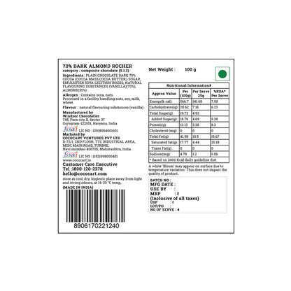 Rhine Valley 70% Dark Almond Rocher 100g