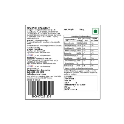 Rhine Valley 70% Dark Hazelnut 100g