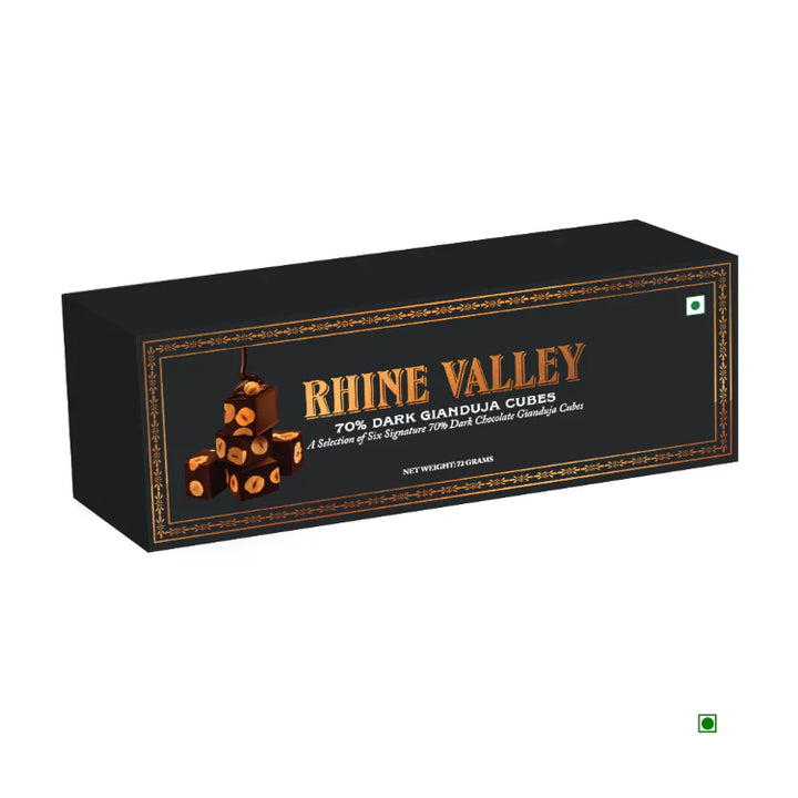 Rhine Valley 70% Dark Gianduja Cubes – 100g