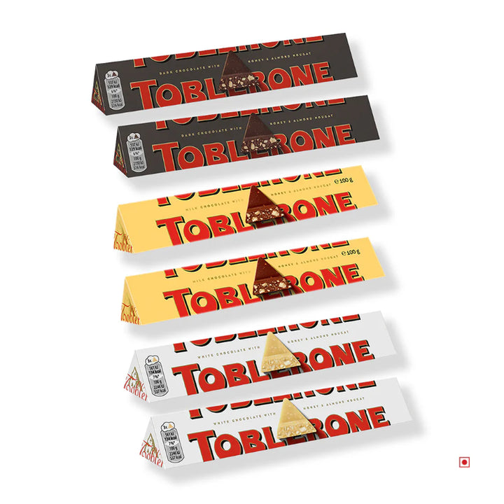 Toblerone Combo Pack – Milk, Fruit & Nuts, and Dark Chocolate Bars