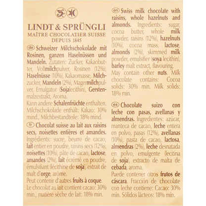 Lindt Gold Tab Milk Chocolate with Whole Hazelnuts 300g