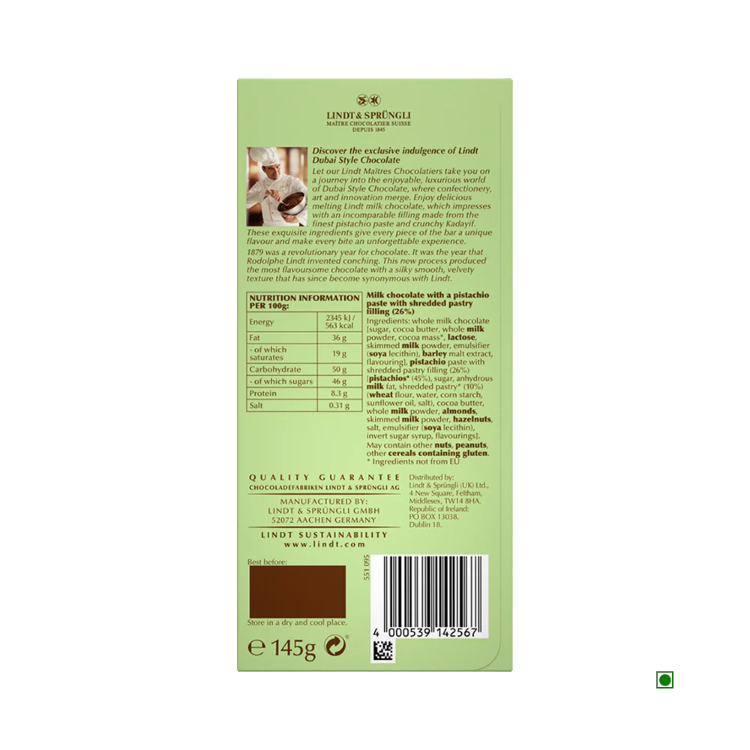 Lindt Dubai Style Chocolate 145g