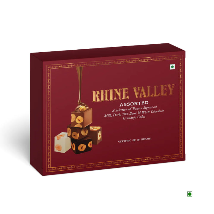 Rhine Valley Assorted Gianduja Cubes – 12pcs