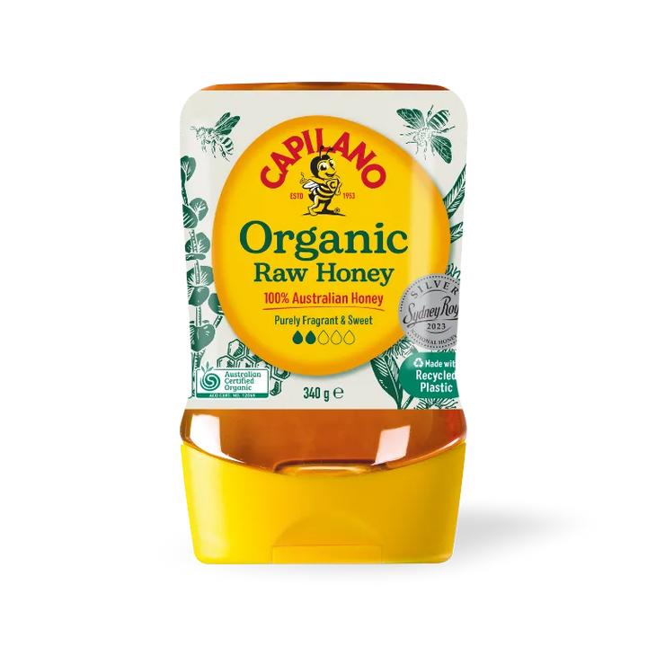 Capilano Organic Raw Australian Honey – 340g Upside Down Squeeze