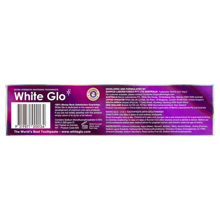 White Glo 2-in-1 Whitening Toothpaste with Mouthwash, 100 ml, Pack of 6