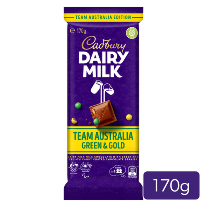 Cadbury Dairy Milk Team Australia Green & Gold Block 170g