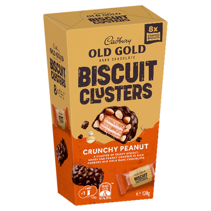 Cadbury Old Gold Chocolate Biscuit Clusters Crunchy Peanut 120g