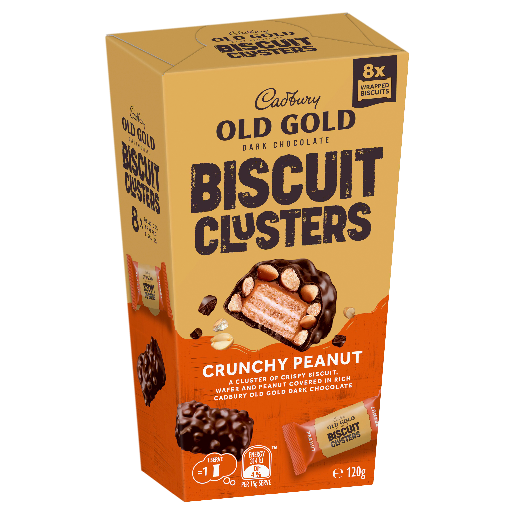 Cadbury Old Gold Chocolate Biscuit Clusters Crunchy Peanut 120g