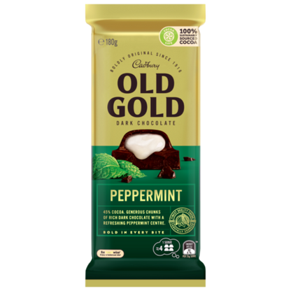 Cadbury Old Gold Dark Chocolate Peppermint Block 180g