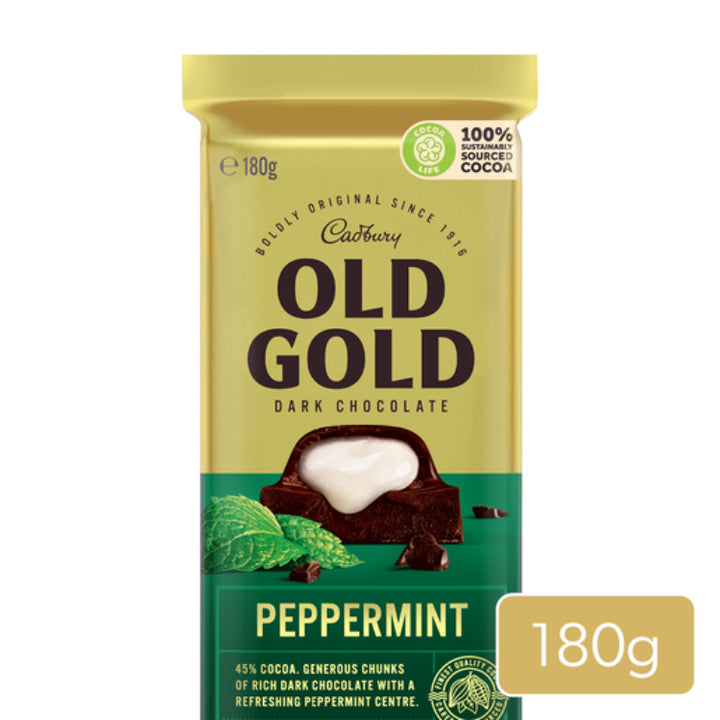 Cadbury Old Gold Dark Chocolate Peppermint Block 180g