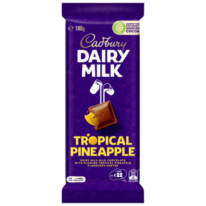 Cadbury Dairy Milk Tropical Pineapple milk chocolate block 180g