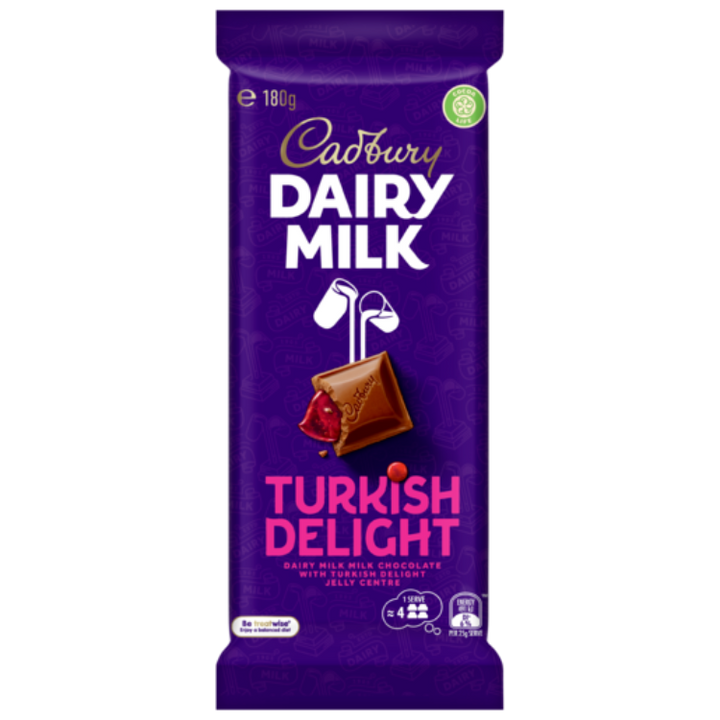 Cadbury Dairy Milk Turkish Delight milk chocolate block 180g