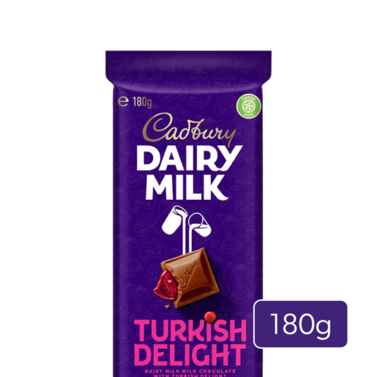 Cadbury Dairy Milk Turkish Delight milk chocolate block 180g