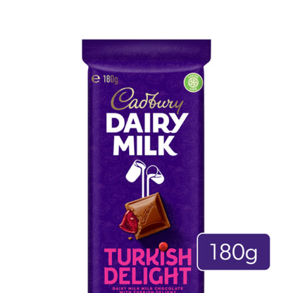 Cadbury Dairy Milk Turkish Delight milk chocolate block 180g